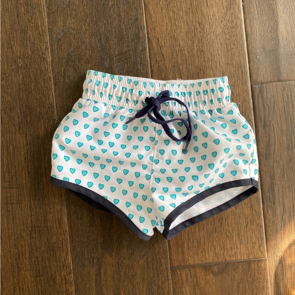 Minnow swim Roller Rabbit heart swim shorts 6-12 size 1 EUC